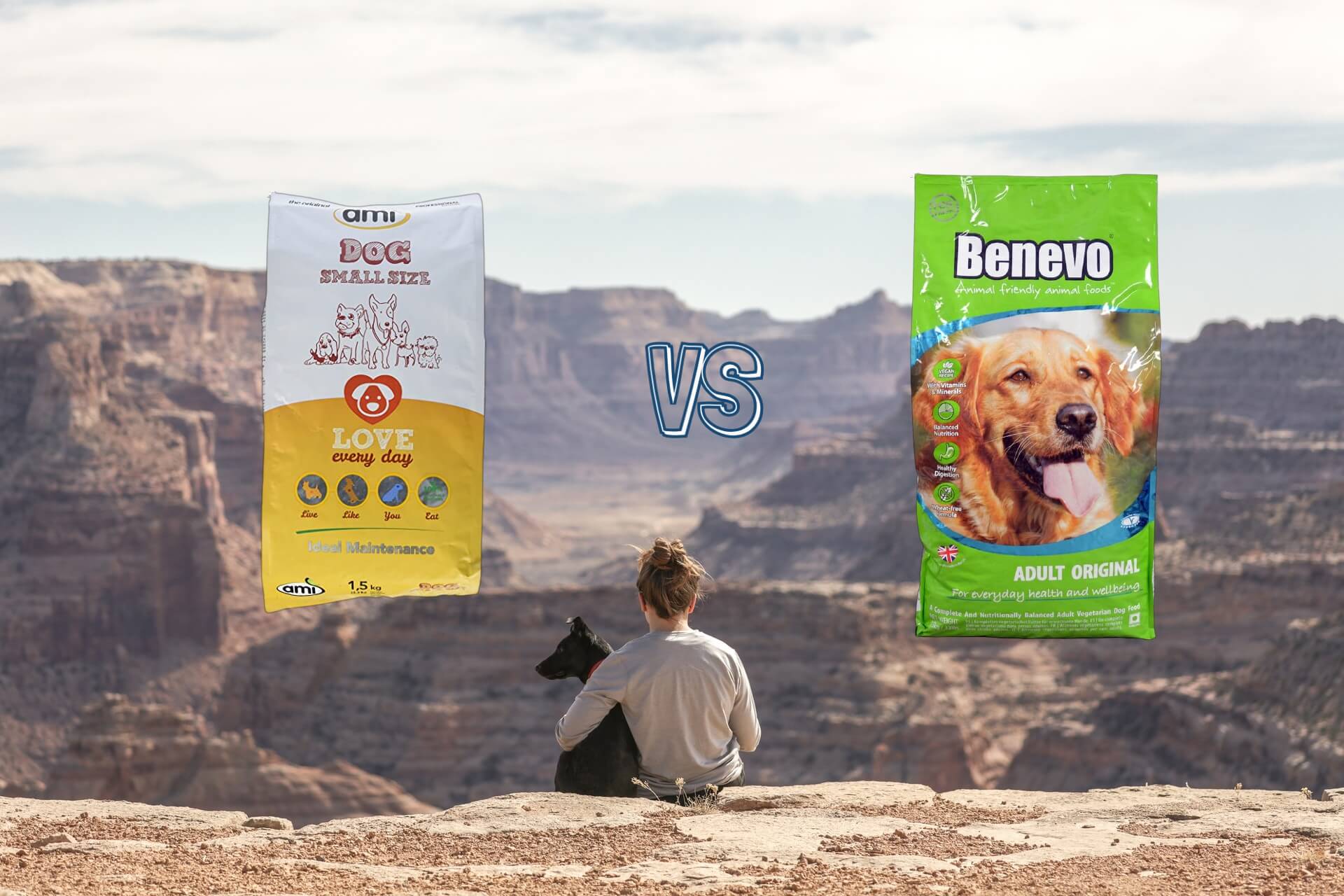 benevo original adult vs ami mini small dry kibble vegan dog food comparison